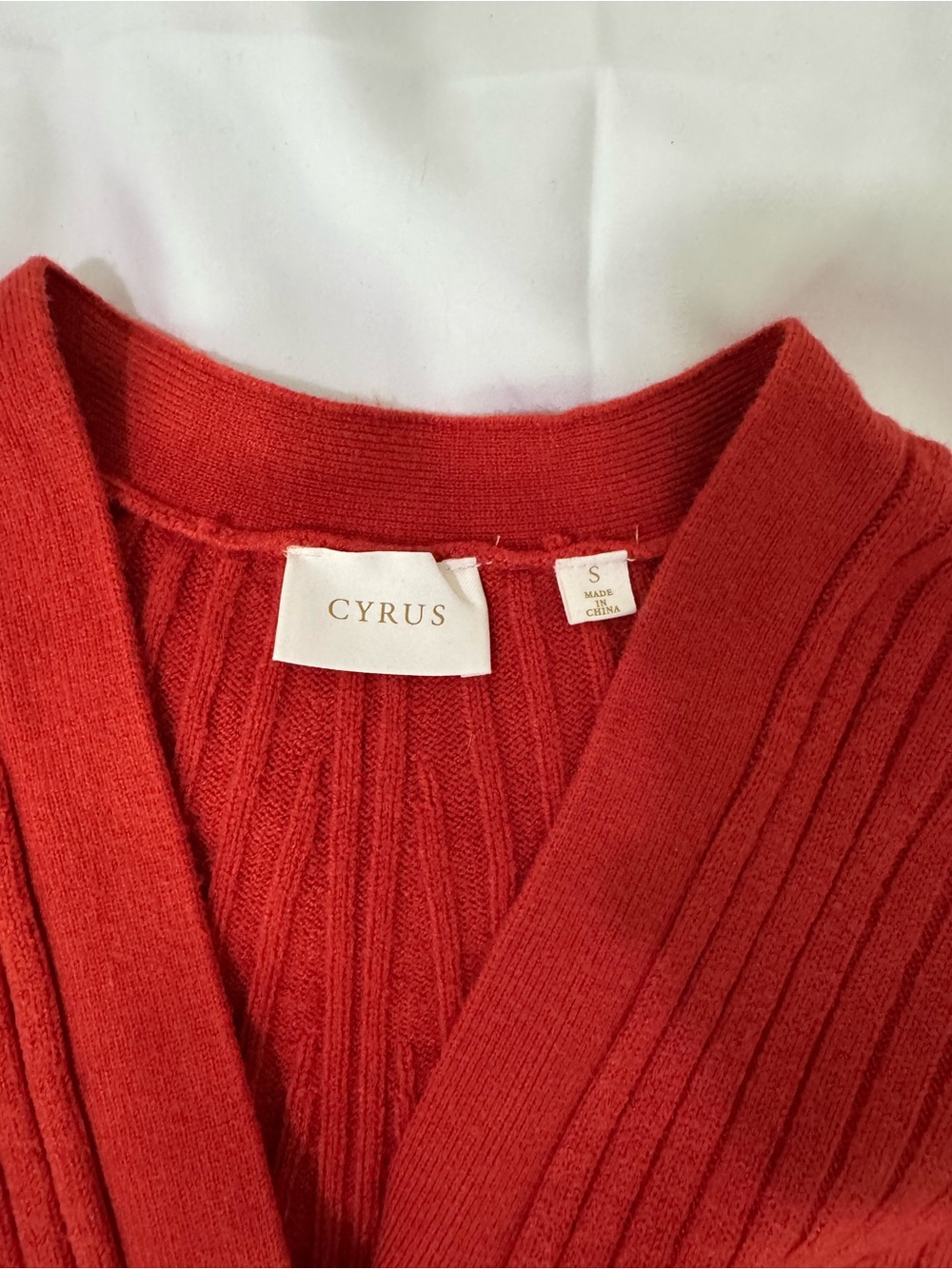 Cyrus Ribbed Button-Front Cardigan - Orange-Red - Picture 5 of 6
